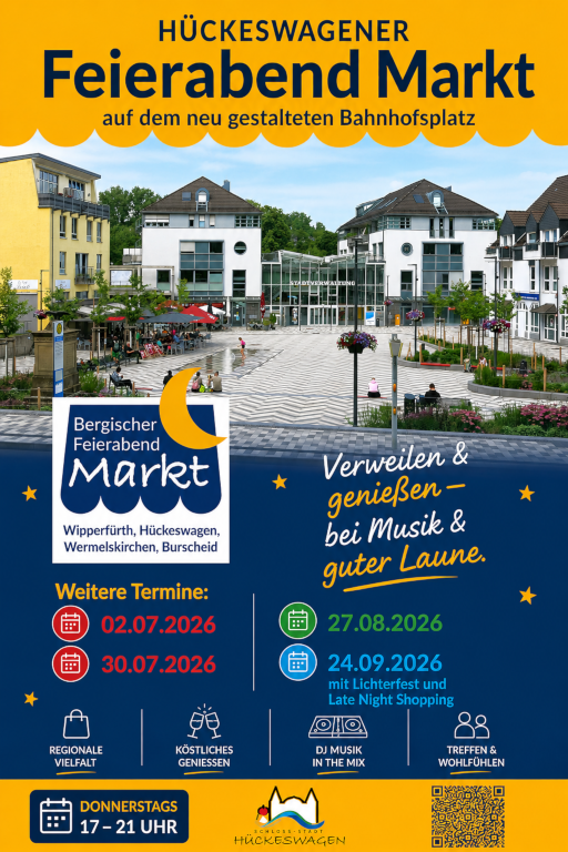 Hückeswagener Feierabendmarkt 2026 mit DJ Markus Saxert